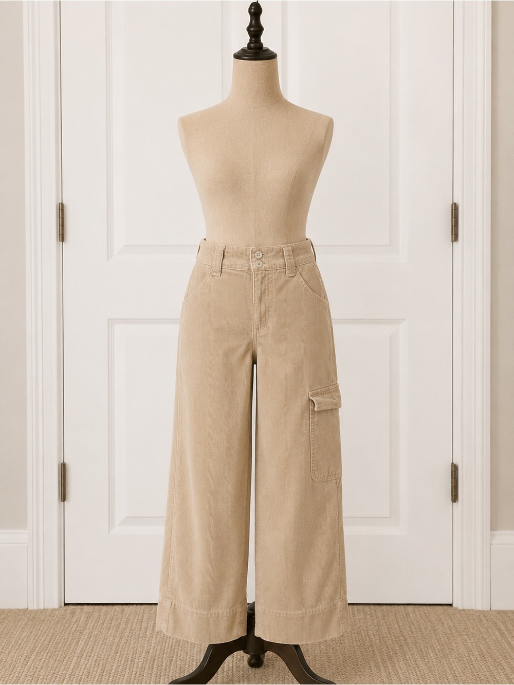 Time and Tru Corduroy Cargo Pants in Light Beige